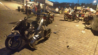 Freni patlayan motosiklet kaza yaptı:1 yaralı
