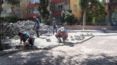 Haliliye’de, kilitli beton parke çalışması