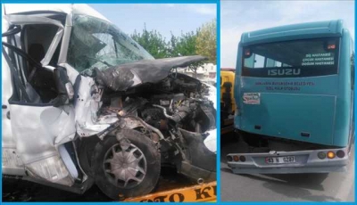 Minibüs halk otobüsüne çarptı: 6 yaralı 