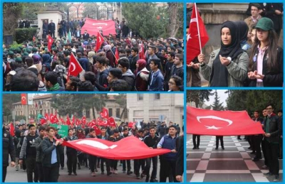 Şanlıurfalı gençlerden Mehmetçiğe saygı yürüyüşü 