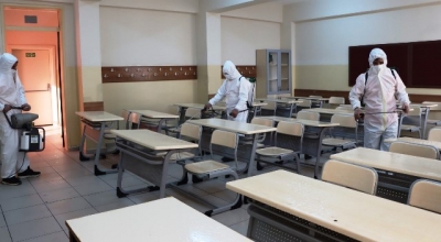 Sınav öncesi okulları dezenfekte ediliyor